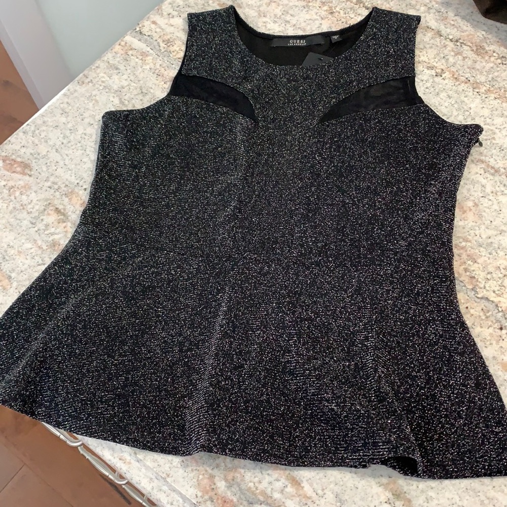 Guess Black Sparkly Peblum with mesh cutouts